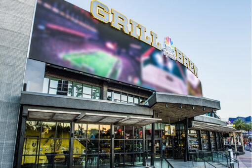 Exterior shot of NBC Sports Grill & Brew in Universal CityWalk for the NBA Tip-Off.