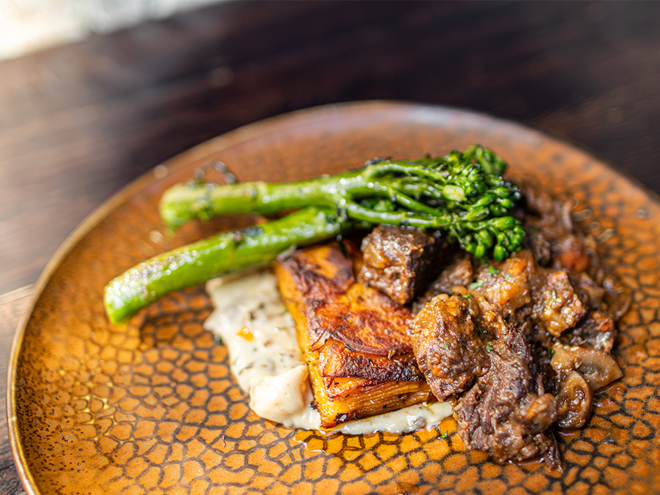 Plate of Beef Bourguignon for National Chocolate Day at Toothsome in Universal CityWalk.
