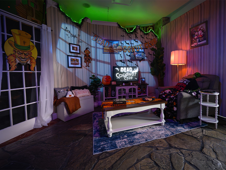 The living room inside the entrance to Dead Coconut Club