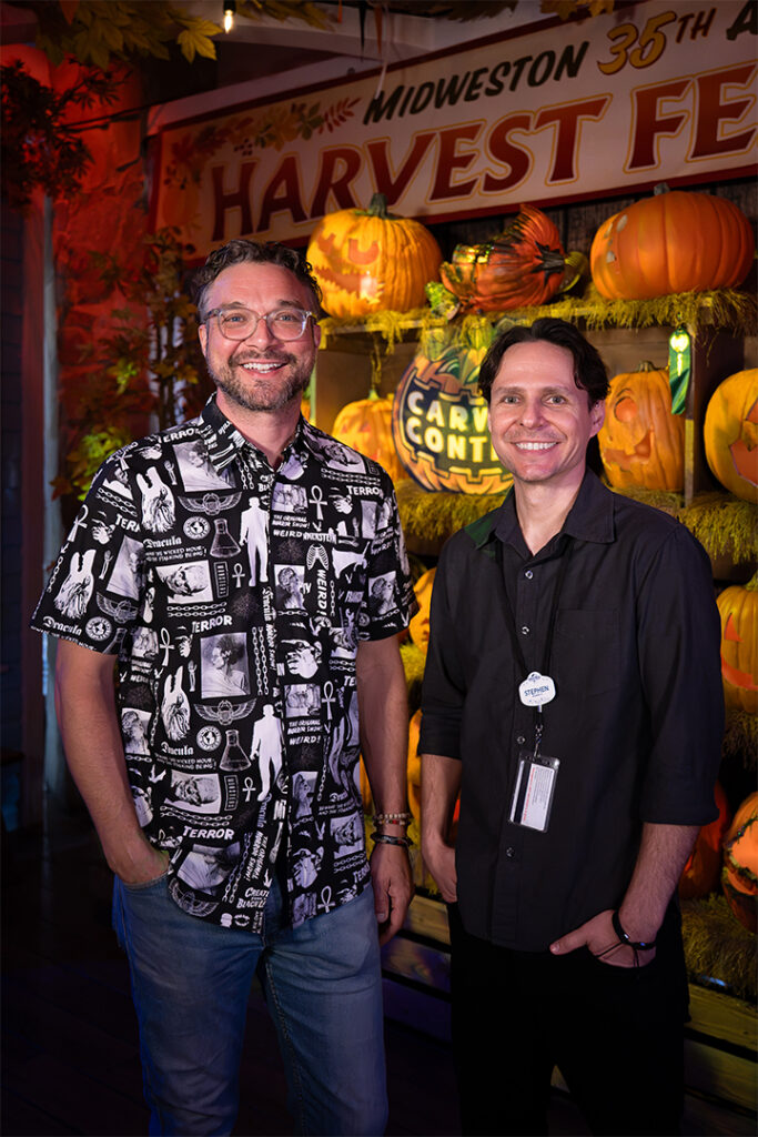 Stephen and Ryan pose together inside Dead Coconut Club